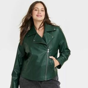 New Ava&Viv 3x faux leather green jacket
